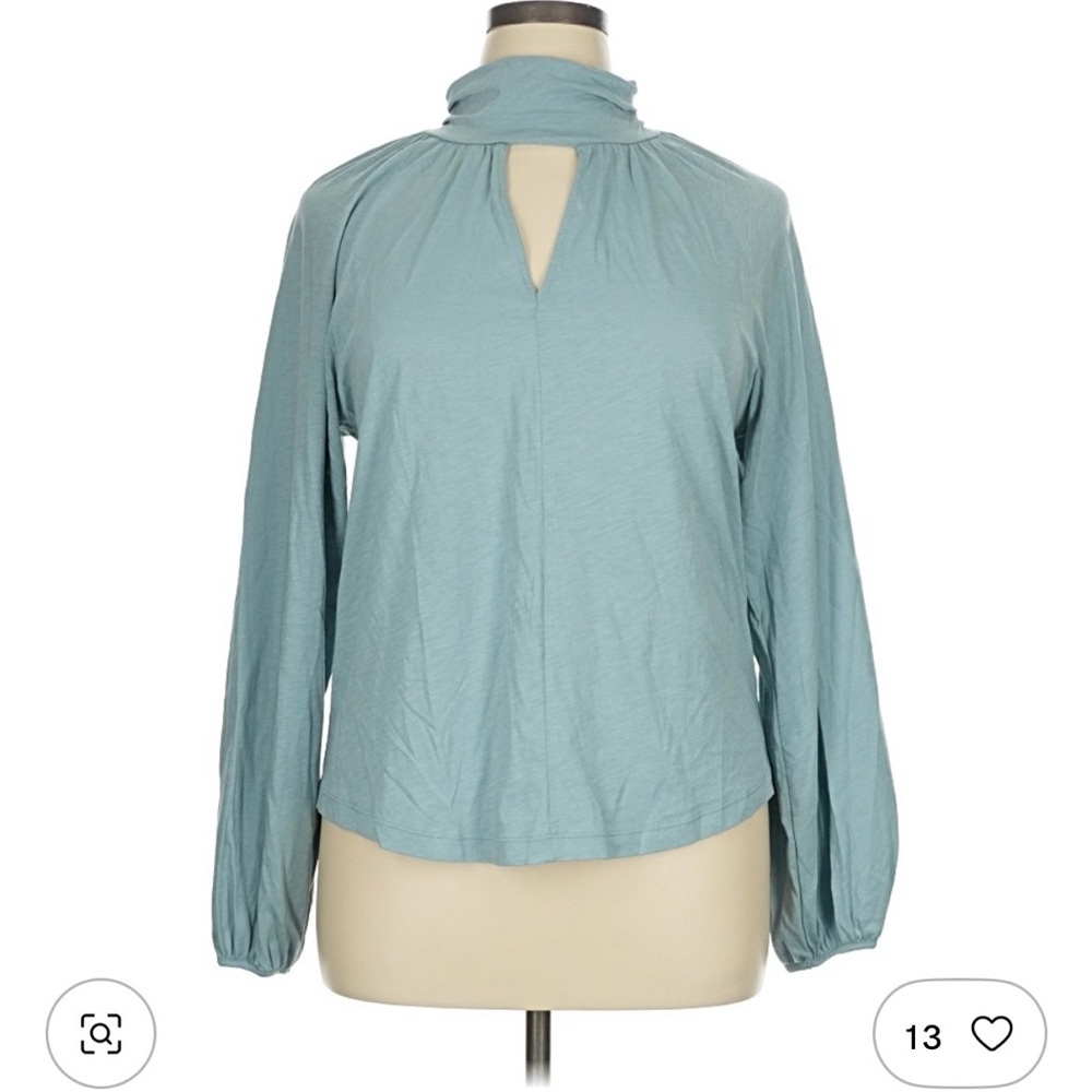 Nation LTD Light Blue Long Sleeve Keyhole Top